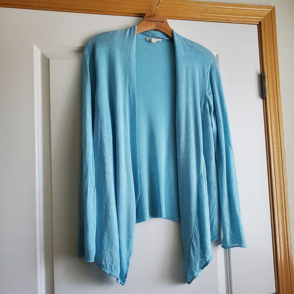 Eileen Fisher Aqua Linen Sweaater